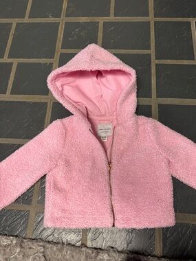 Janie and Jack Light Pink Sherpa Hooded Zip Jacket